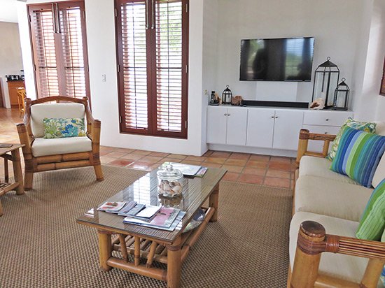 living area inside beach palm at twin palms villas